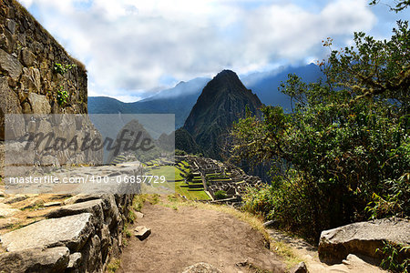 Ancient Inca Trail leading to Machu Picchu