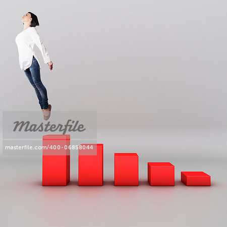 Beautiful girl jumping on top of the diagramme