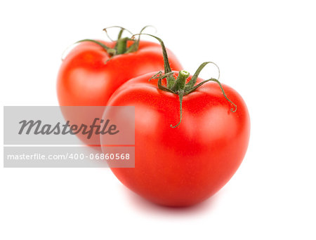 Pair of ripe red tomatoes isolated on white background