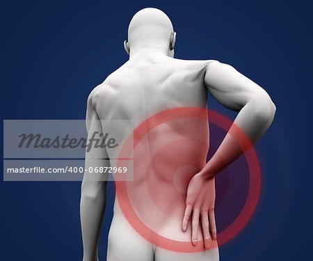 Human figure having back pain