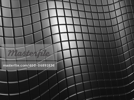 Abstract steel tile wave background with reflection.