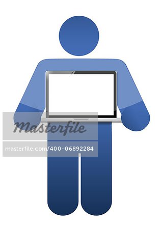 icon holding a laptop with a blank screen. illustration design