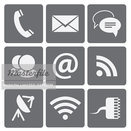 Set of modern communication signs and icons. Vector illustration