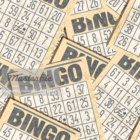 Bingo seamless retro background with cards