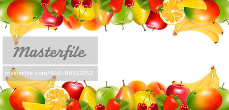 Two borders made of delicious ripe fruit. Vector.