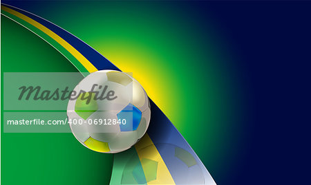 vector soccer illustration with brazil flag colors,eps10 vector, gradient mesh and transparency used