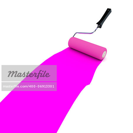 A Colourful 3d Rendered Purple Paint Roller