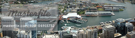 Panoramic top view of Sydney. Darling Harbor