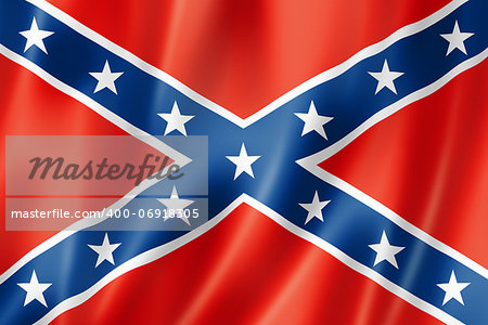 Confederate flag, three dimensional render, satin texture