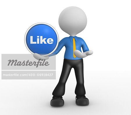 3d people - man, person and a button " like "