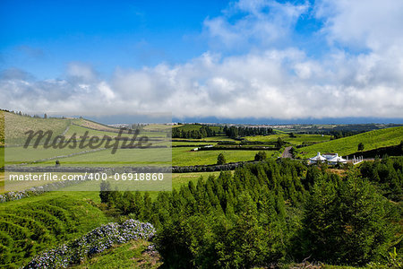 The volcanic hills on Sao Miguel island, Azores, Portugal