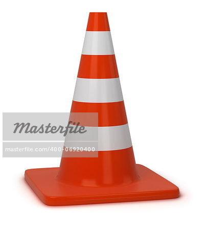 Traffic cones. 3d image. Isolated white background.