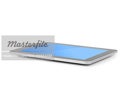 Touch screen tablet computer with gradient background. Isolated on white