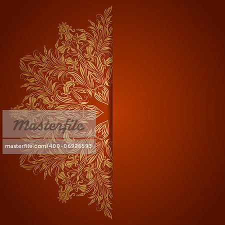 Elegant background with lace ornament and place for text. Floral elements, ornate background. Vector illustration. EPS 10.