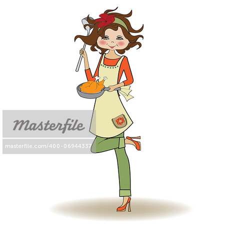 woman cooking, illustration in vector