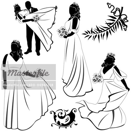 Vector of Wedding Pairs on white