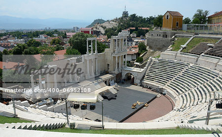 Antique Roman theater on a hill in Plovdiv, Bulgaria