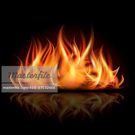 Fire on dark background. Vector illustration