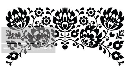 Traditional vector pattern form Poland - monochrome paper catouts style isolated on white