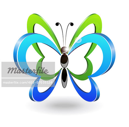 Decorative butterfly is on white background.