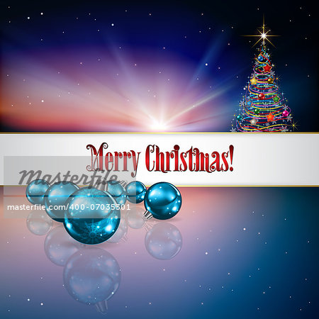 Abstract celebration background with decorations and Christmas tree