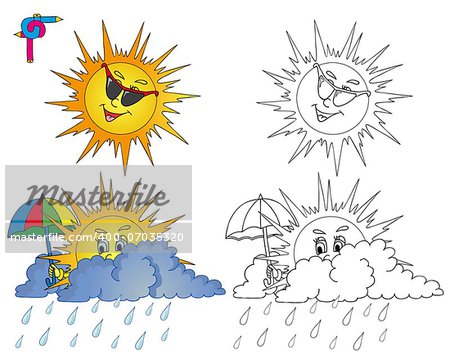 Coloring image weather 2 - vector illustration.