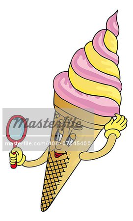 Ice cream with mirror - vector illustration.