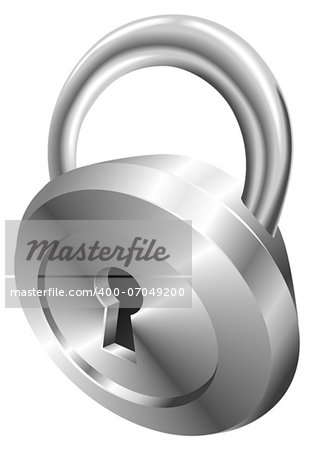 Illustration of shiny metal steel  padlock icon