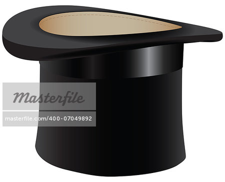 Black old hat - the cylinder. Vector illustration.