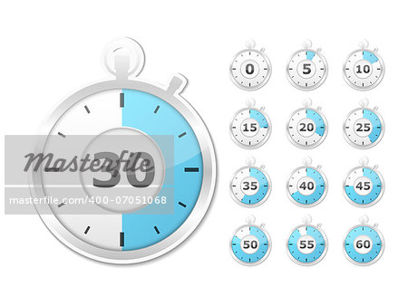 Set of paper timers, vector eps10 illustration