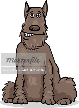 Cartoon Illustration of Funny Shaggy Purebred Schnauzer Dog