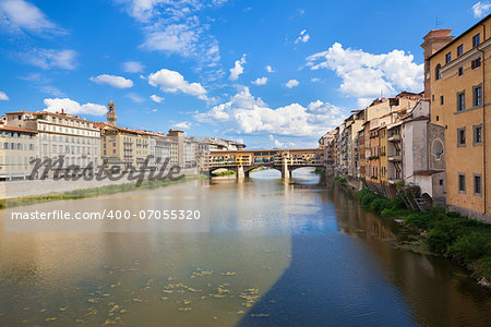 Panoramic view of Florence, Italy. Ponte Vecchio - Bridges over Arno river.