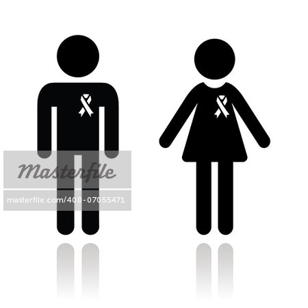 Vecotr icons set - people with awareness ribbons isolated on white