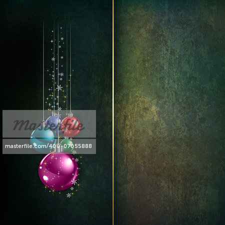 Abstract grunge celebration background with Christmas decorations on green