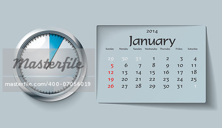 january 2014 - calendar - vector illustration