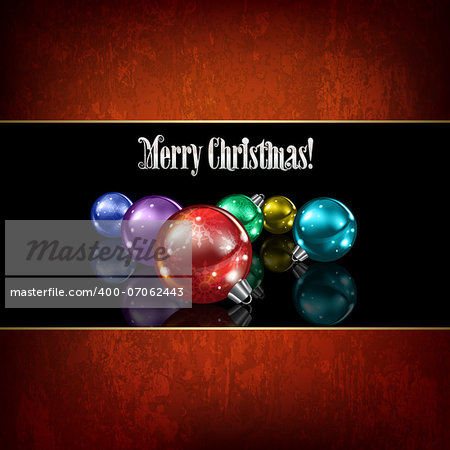 Abstract celebration background with color Christmas decorations on black