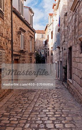 A street in the old town of Hvar, Croatia