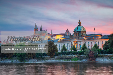 Image of Prague, capital city of Czech Republic,  during colourful sunset.