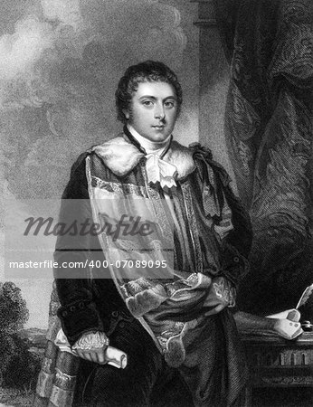 Francis Russell, 5th Duke of Bedford (1765-1802) on engraving from 1834. English aristocrat and Whig politician. Engraved by W.T.Mote and published in ''Portraits of Illustrious Personages of Great Britain'',UK,1834.