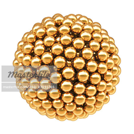 ball from golden balls. Isolated on white.