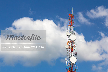 Repeater stations or Telecommunications tower  in a day of clear blue sky.