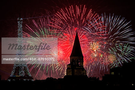 Fireworks at the Bastille Day celebration in Paris, July 14, 2013