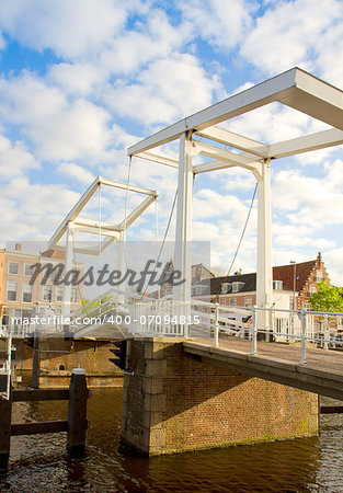 vew of Gravestenebrug bridge in old town,  Haarlem, Holland