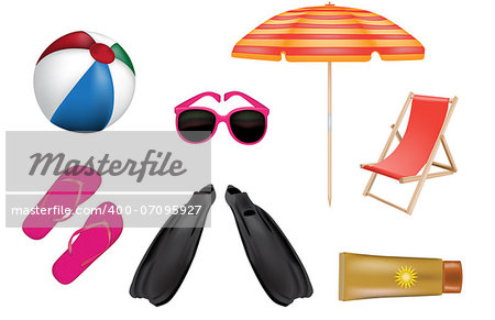 various colorful summer vacation beach vector icons