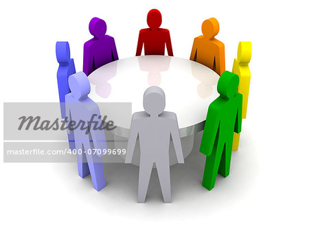Conference of different people. Concept 3D illustration