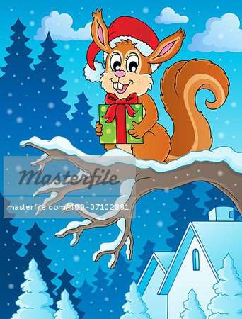 Christmas theme squirrel image 2 - eps10 vector illustration.