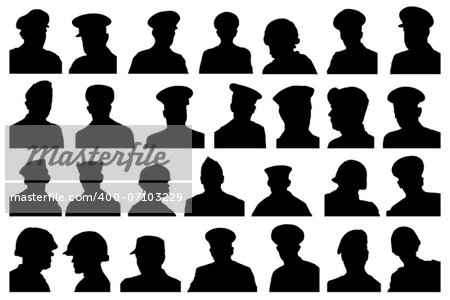 portraits military set on the white background