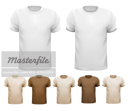 Set of white and colorful male shirts. Vector.