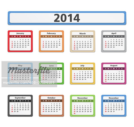 2014 paper calendar, vector eps10 illustration