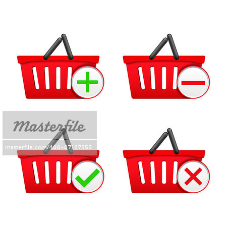 Shopping basket with different symbols, vector eps10 illustration